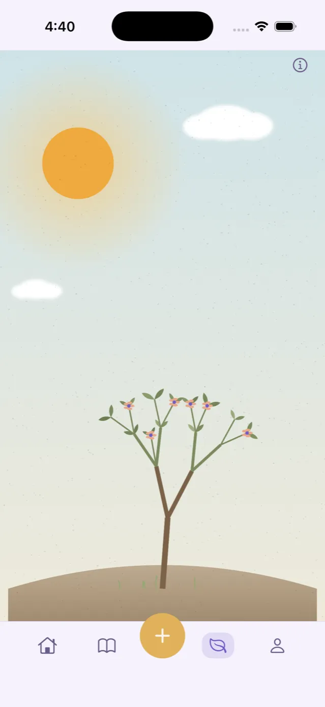 The garden screen, a flowering branch on a hill under a warm sun.